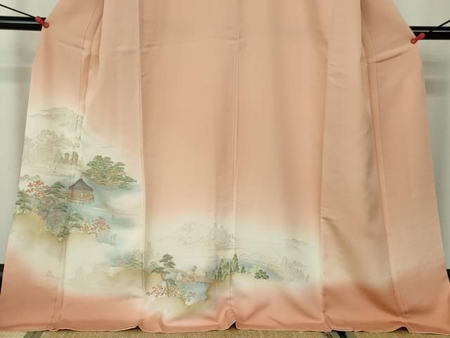 平和屋着物□豪華色留袖 寿光織 几帳御所車花文 暈し染め