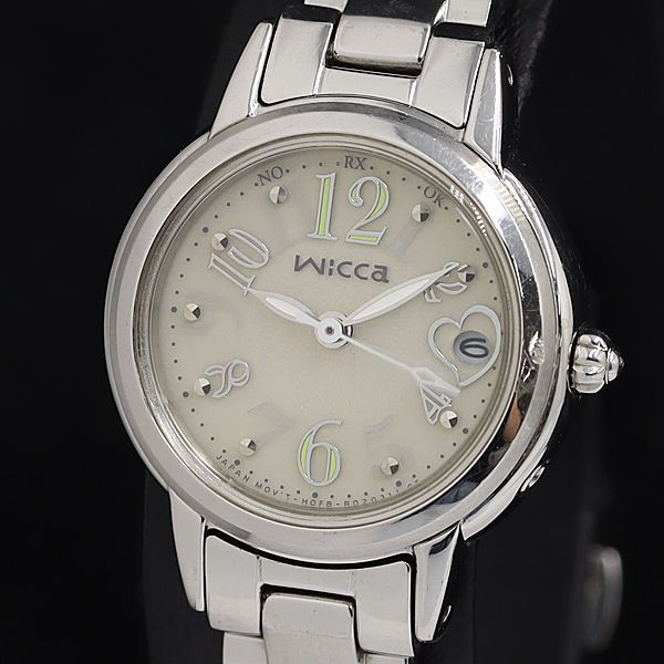 稼動 シチズン ウィッカ H0F8-R005235 電波ソーラー アイボリー文字盤 デイト レディース腕時計 OWD 2000000 NSK