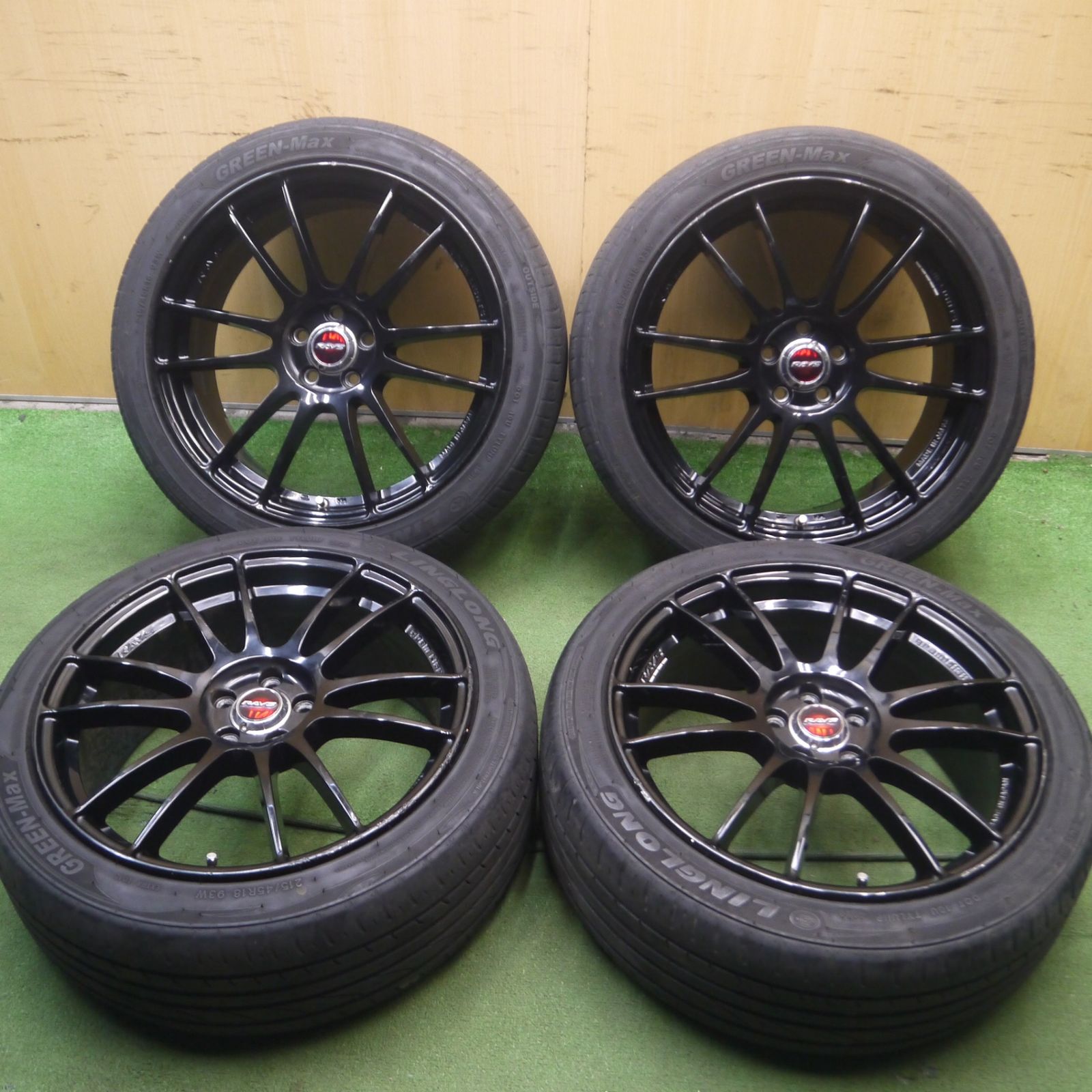 *送料無料* 4本！20年レガシィ等 RAYS 57XTREME gram LIGHTS 215/45R18 リンロン GREEN-Max レイズ グラムライツ PCD100/5H4052711Hノ