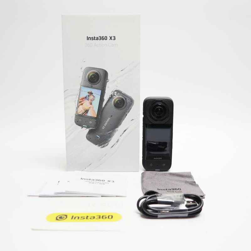 動作 済 Insta360 X3 本体 バッテリー 純正ケーブル 説明書類 ステッカー クリーニングクロス 付属 T10-t008
