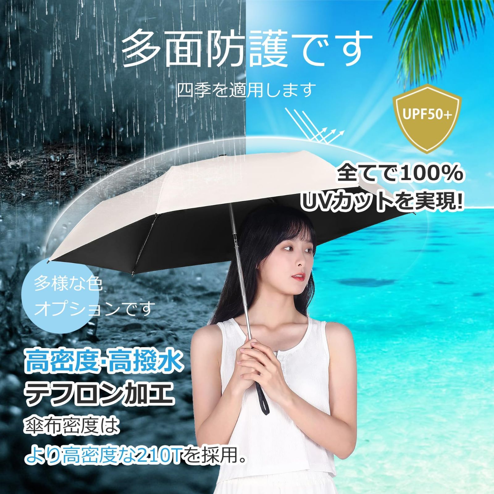 折りたたみ 傘 日傘 晴雨兼用 完全遮光 UVカット 耐風 撥水 軽量 - 小物