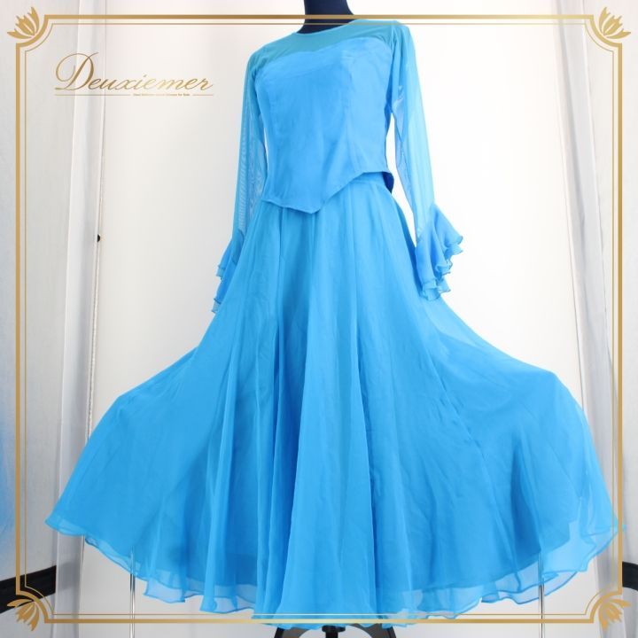 日本製社交ダンス衣装】上下セット Bright Proceed Mサイズ 青 社交