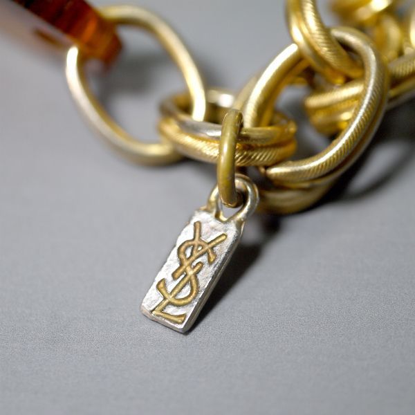 Yves Saint Laurent ゴールド チェーンベルト✧︎*。美品 YSL Yves Saint Laurent Gold Tone Faux Pearl Chain Link Belt