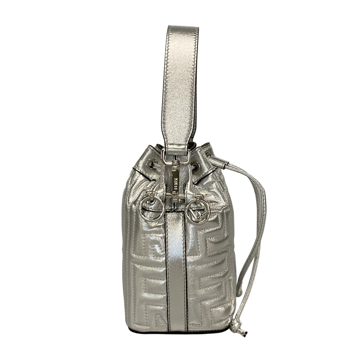 FENDI フェンディ ハンドバッグ モン トレゾール 8BS010 シルバー キルティング 巾着型 MARC JACOBSコラボ レザー