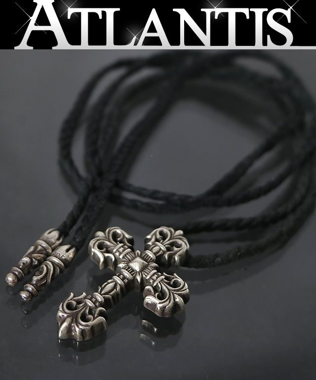 CHROME HEARTS 銀座店 クロムハーツ フィリグリークロスXS ペンダント レザーブレイド ネックレス シルバー SV925 黒 99259