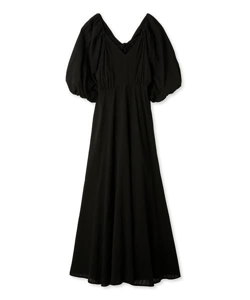 1_ブラック リリーブラウン ボリュームスリーブロングワンピース LWFO232074 レディース BLK