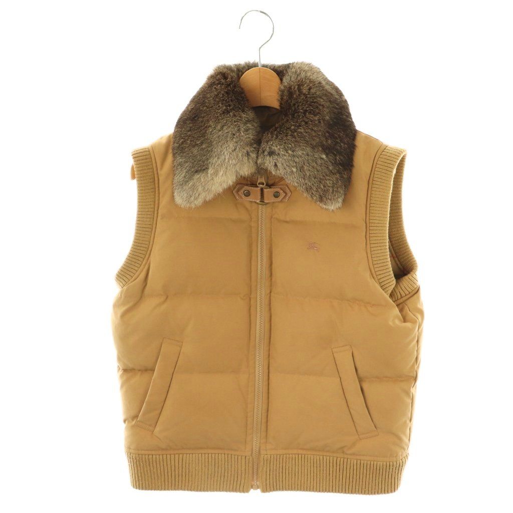 バーバリー ロンドン BURBERRY LONDON ダウンベスト 裏地ノバチェック ラビットファー 160 ベージュ |DF GY53