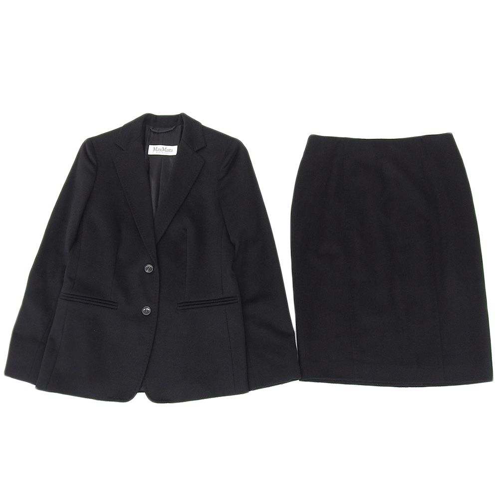 Max Mara マックスマーラ キャメル100％ テーラードジャケット×スカート スーツ セットアップ M ブラック レディース 古着