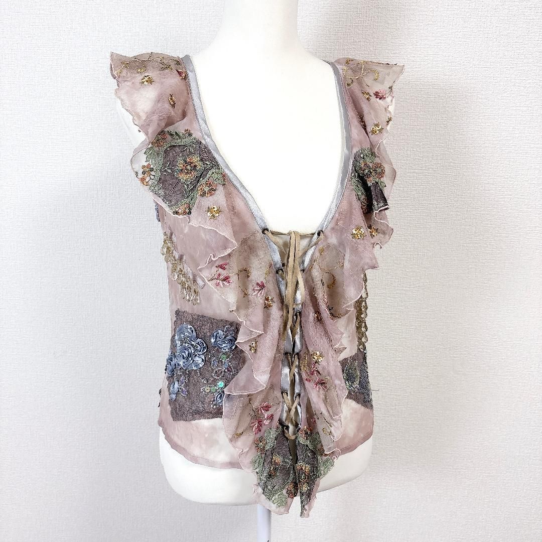 ノースリーブビジューフリルブラウス