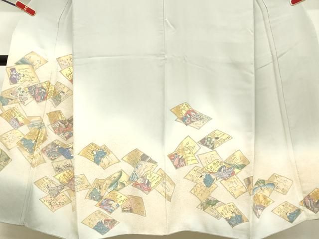 平和屋着物○男性 訪問着 寿光織 百人一首 暈し染め 金糸 正絹 逸品