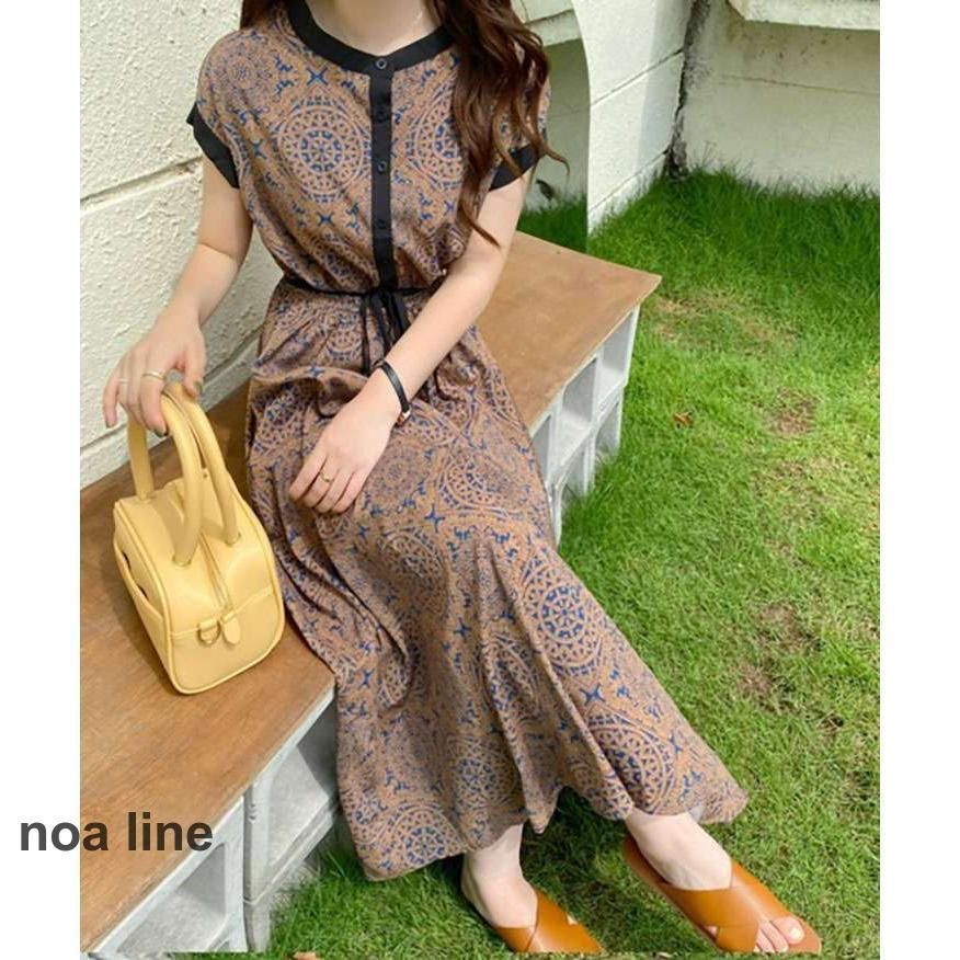 ロングワンピース フレンチスリーブ