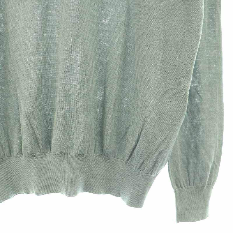 美品／SLOANE スローン　シルク　18G天竺長袖Ｖネック　ニット　ベージュ スローン SLOANE 18G シルク天竺長袖Vネック カットソー ニット