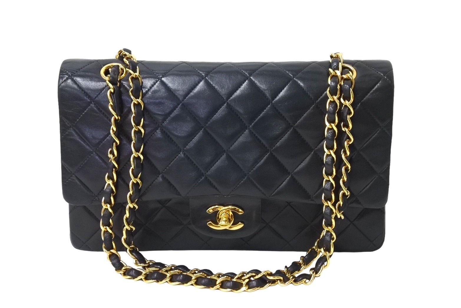 極美品 シャネル マトラッセ Wフラップ ラムスキン チェーン ショルダーバッグ CHANEL （中古）シャネル マトラッセ 25 2way Wフラップ Wチェーン