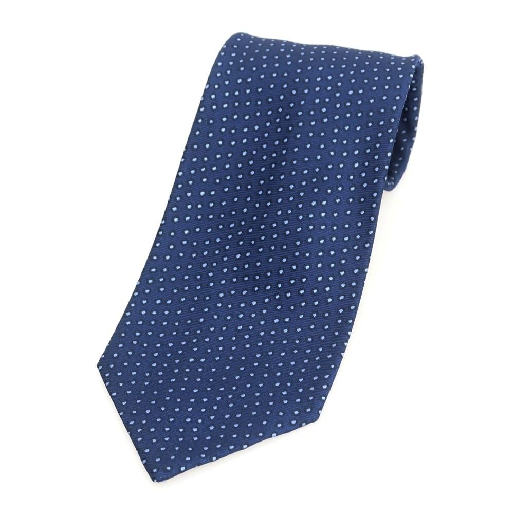 中古】シャルベ CHARVET シルク 小紋柄ネクタイ ライトネイビーxライト