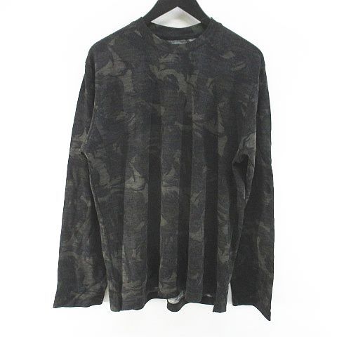 ヨウジヤマモトプールオム YOHJI YAMAMOTO POUR HOMME HM-T92-957 長袖 Tシャツ カットソー ロンT 3 灰系 グレー 毛 ウール 総柄