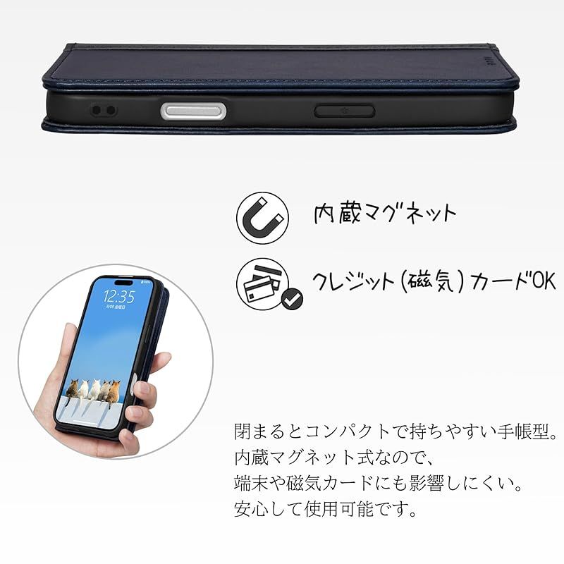 Rssviss iPhone 16 Pro 用 ケース 手帳型 MagSafe対応 iPhone16 Pro 用 手帳型ケース アイフォン16 プロ 用 ケース カード収納 スタンド機能 全面保護 衝撃吸収 スマホケース MagSafe 対応 内蔵マグネット 