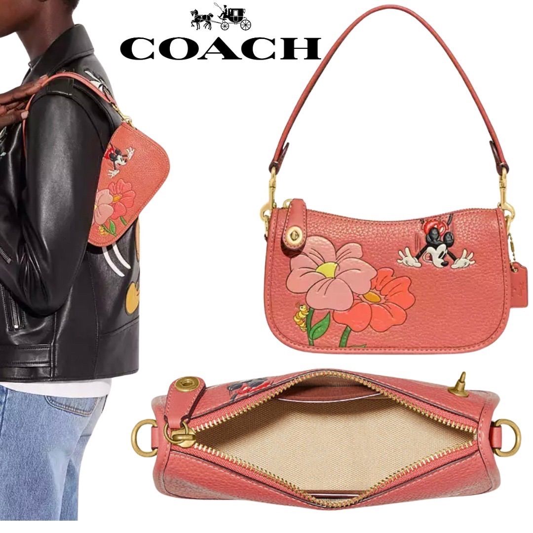 DISNEY x COACH スウインガー レザー/ミッキーマウス&フラワー