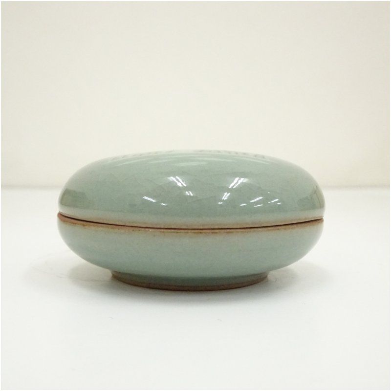 青珍窯 梁命煥造 高麗青磁香合（共箱） 茶道具 茶道 香道 香道具