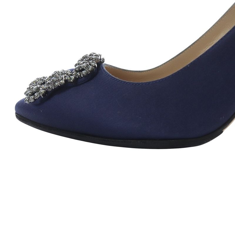 マノロブラニク　パンプス　ポインテッドトゥ　ヒール　37 美品 マノロブラニク MANOLO BLAHNIK ハンギシ パンプス ピンヒール ポイン