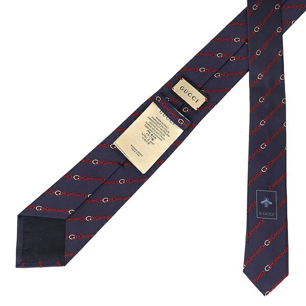 新品 グッチ GUCCI ネクタイ インターロッキングG チェーン ダークブルー/レッド GUCCI - 新品 グッチ GUCCI ネクタイ インターロッキングG チェーン
