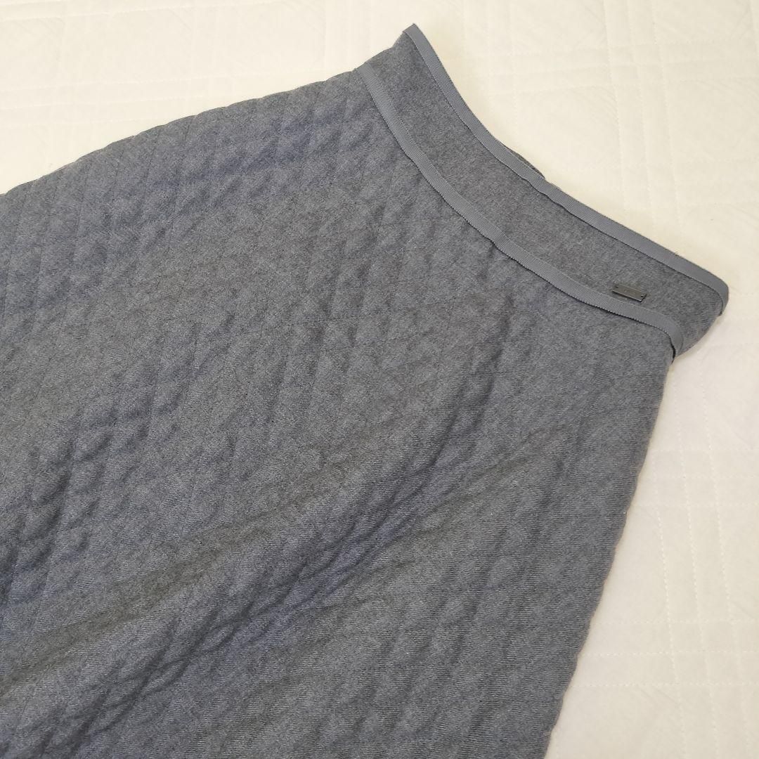 FOXEY フォクシー 中綿キルティングスカート ロゴプレート グレー 38 M