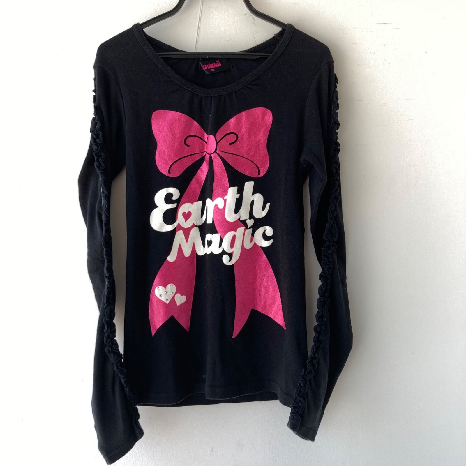 Earth Magic 長袖カットソー 白 140cm リボン付き