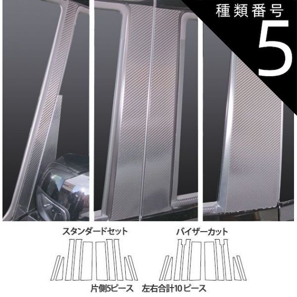 種類5：ガンメタ/ノーマルカット 【全国送料無料！】 ハセプロ　マジカルカーボン　ピラーセット 合計10枚　ホンダ　NBOX（カスタム）　JF1/JF2　（H23/12〜H29/8） ブラック/ シルバー/ ガンメタ
