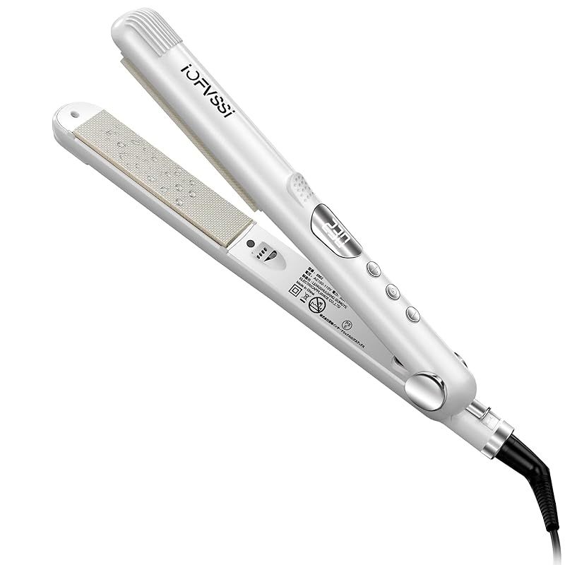 IOFVSSI ストレートアイロン ミニ ヘアアイロン 28mm ヘアアイロン ストレート マイナスイオン 2way イナスイオン発生 温度設定 耐熱ポーチ付 海外対応 男女兼用 白