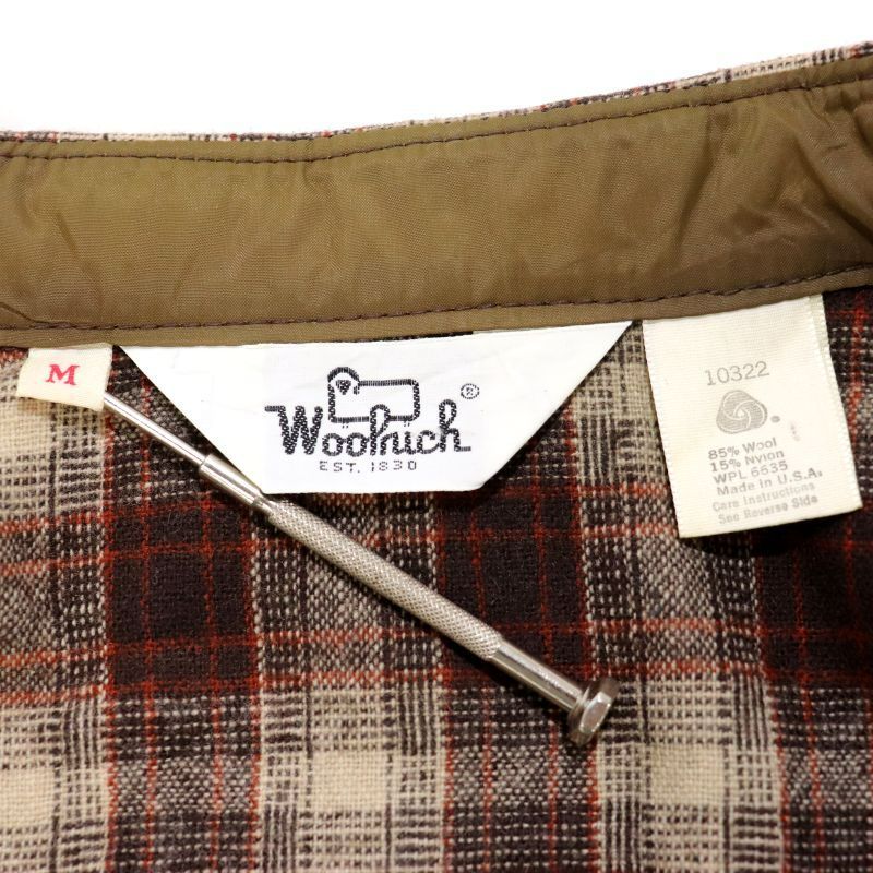 80s USA製 vintage WOOLRICH チェック柄 ウール ウエスタンシャツ メンズ 表記Mサイズ