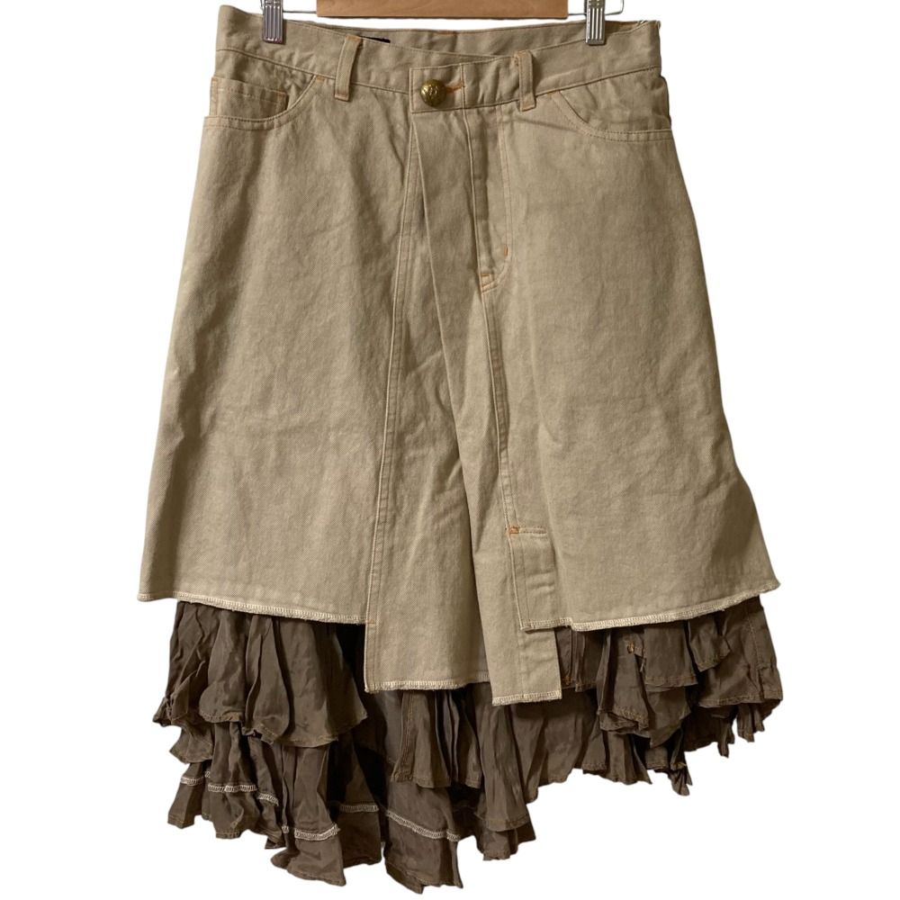 AD2011 tricot COMME des GARCONS トリコ コムデギャルソン 再構築 ツイルスカート TH-S012 Ｍサイズ ライトブラウン レディース 古着