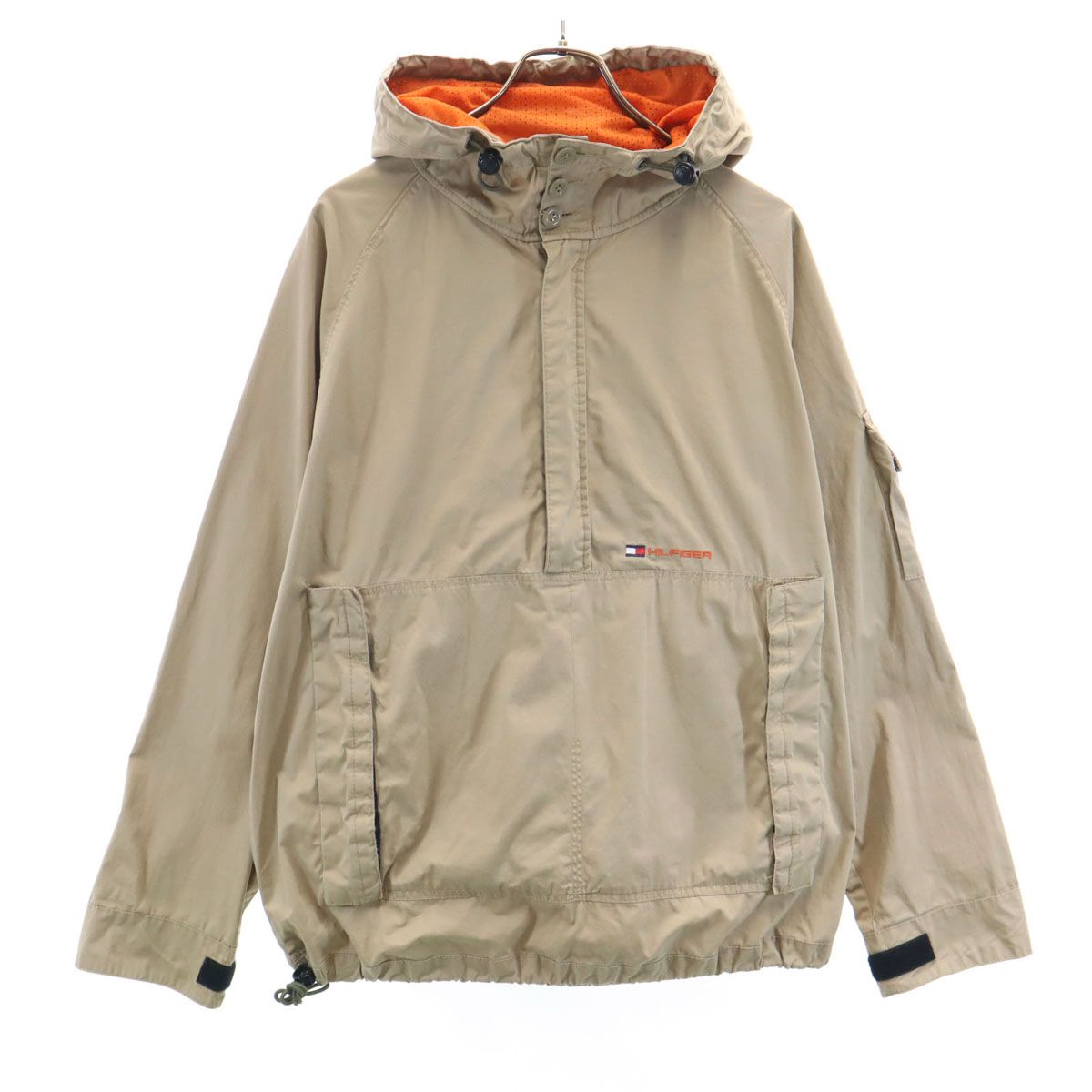 TOMMY HILFIGER トミーヒルフィガー ハーフジップ ジャケット S ベージュ プルオーバー メンズ 古着