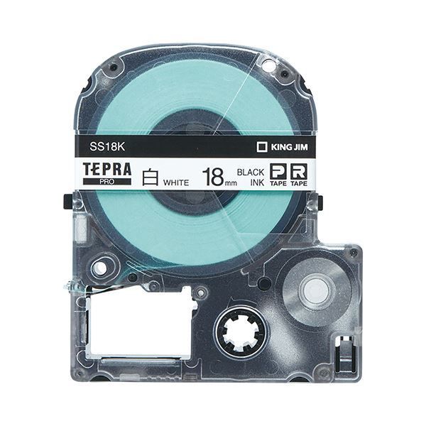 (まとめ）キングジム テプラ PRO テープカートリッジ 18mm 白/黒文字 SS18K-5P 1パック(5個)