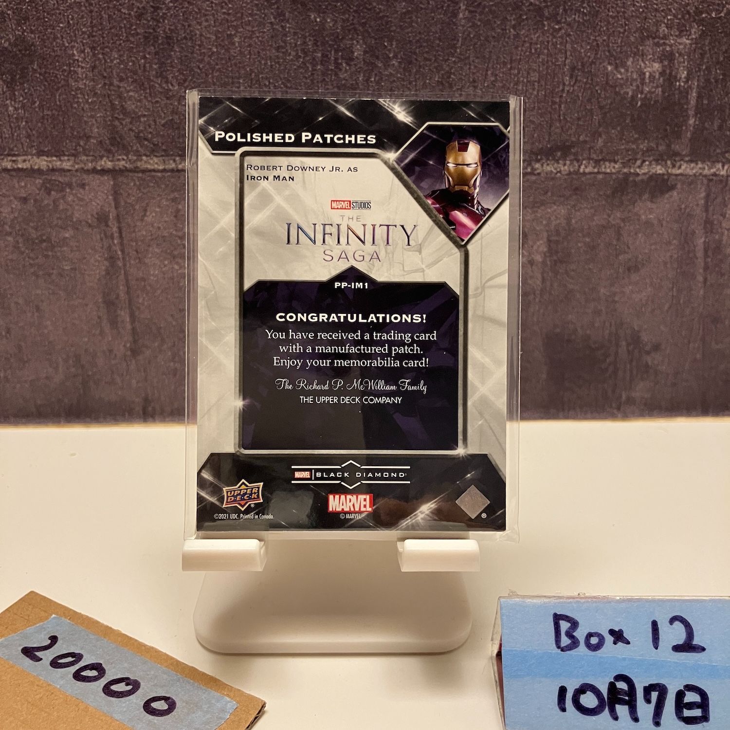 2021 Upper Deck Black Diamond Robert Downey Jr. Marvel Studios The Infinity Saga Iron Man Polished パッチ カード