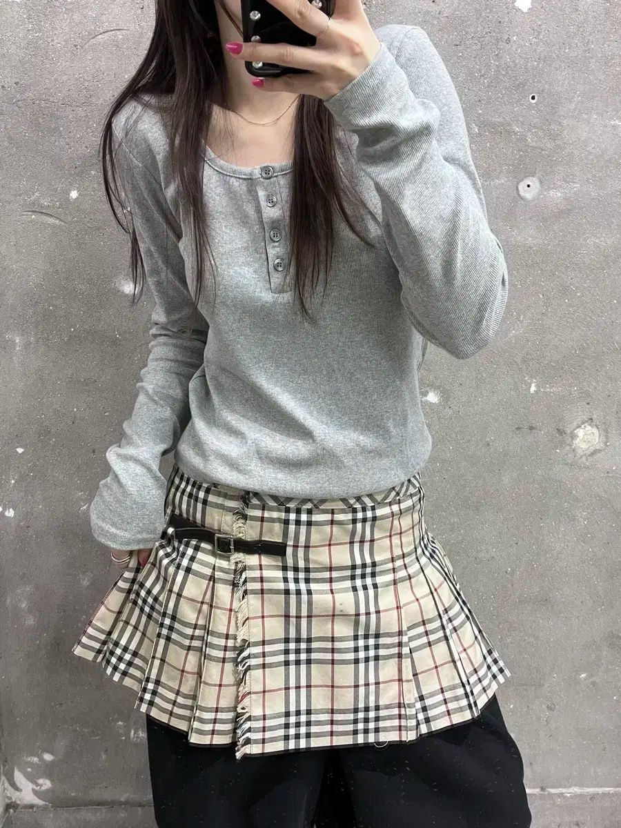 Burberry BURBERRY バーバリー ブルーレーベル ベルト付き プリーツ ノヴァチェック ミニ ラップ スカート