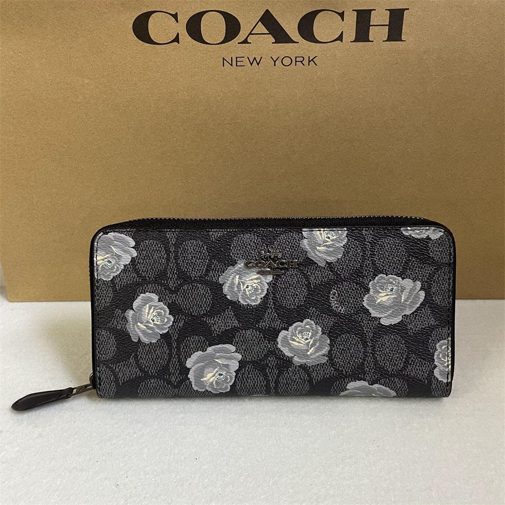 COACH コーチ シグネチャー長財布 薔薇フラワープリントプリント 花柄 F31823 ブラック - メルカリ