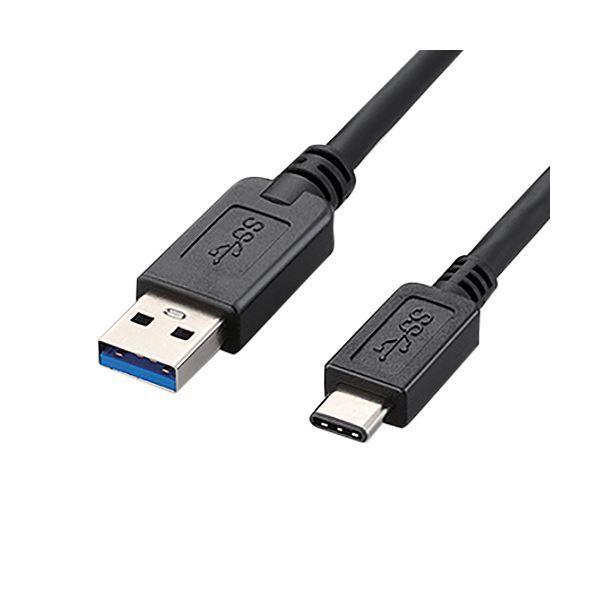 (まとめ) エレコムUSB3.1ケーブル(A-TypeC) ブラック 1.0m USB3-AC10BK 1本 