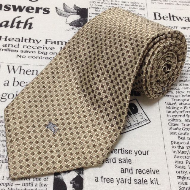 バーバリー Burberry Burberrys 微光沢 ネクタイ シルク パターン柄 ブランドマーク ミックス I-006911 ゆうパケット