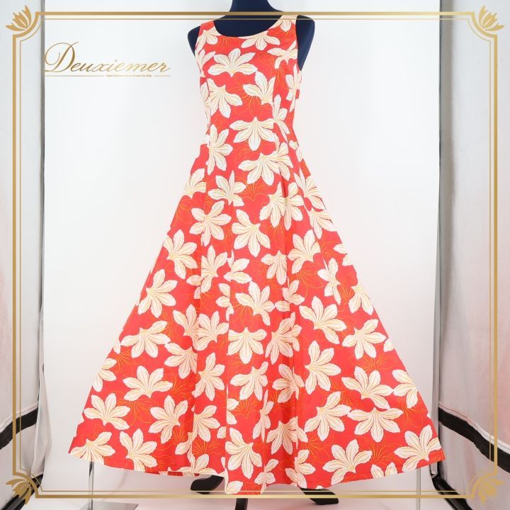 フラダンス 衣装 ワンピース ドレス レッド系 メネフネ