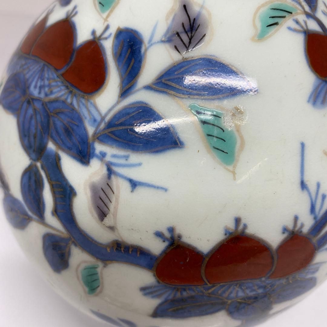 江戸中期　古伊万里　染付赤絵花入　高さ25㎝　東Y6-0605②タサオ 江戸中期 古伊万里 染付赤絵花入 高さ25㎝ 東Y6-0605②