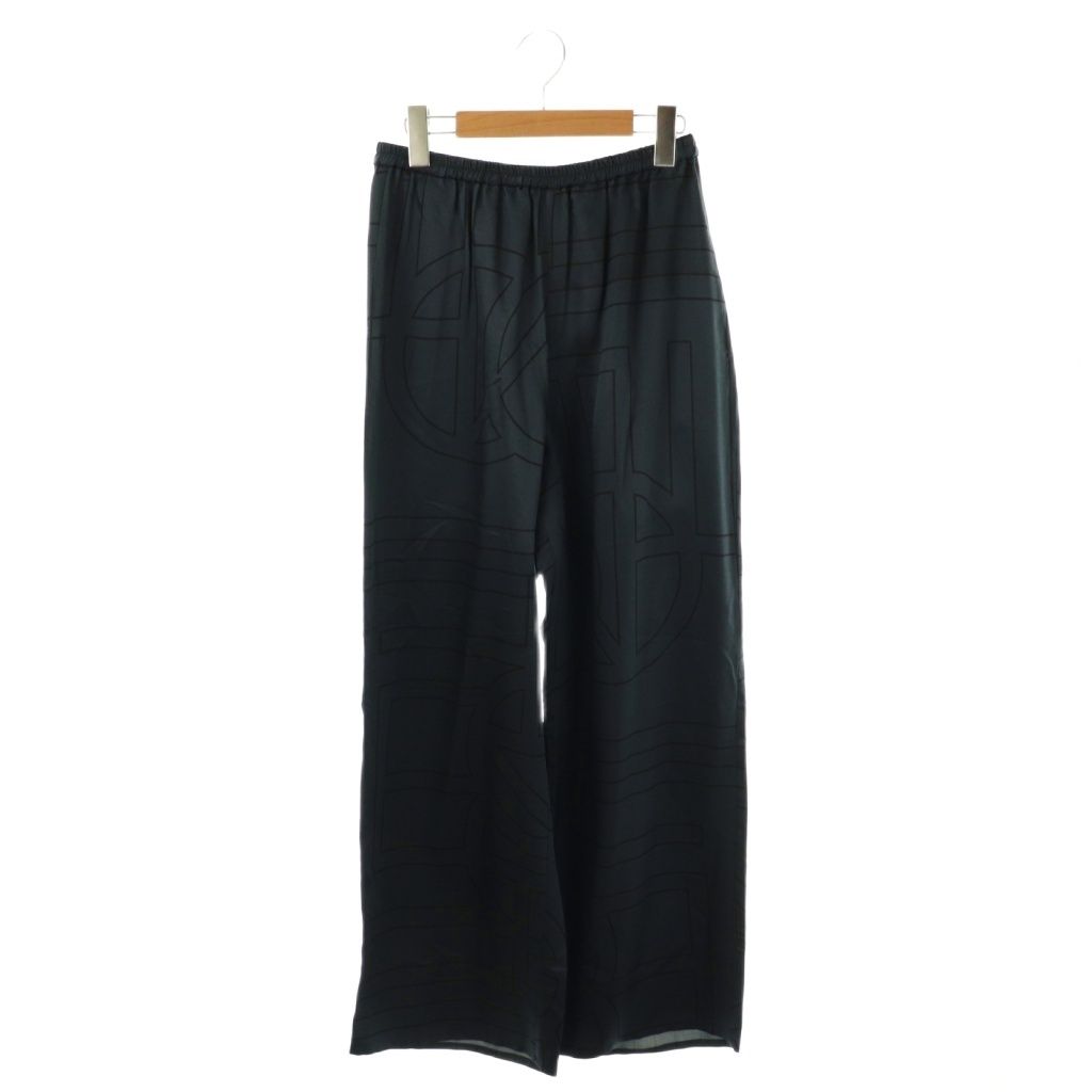 コンテ conte モノグラムイージーパンツ ワイド シルク混 ネイビー