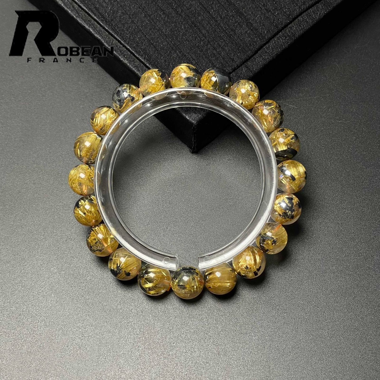 【金運・開運・幸運】高級 パワーストーン 太陽花 タイチンルチル 11mm 高級 EU製 定価10万円☆ROBEAN・太陽花タイチンルチル☆黄金針