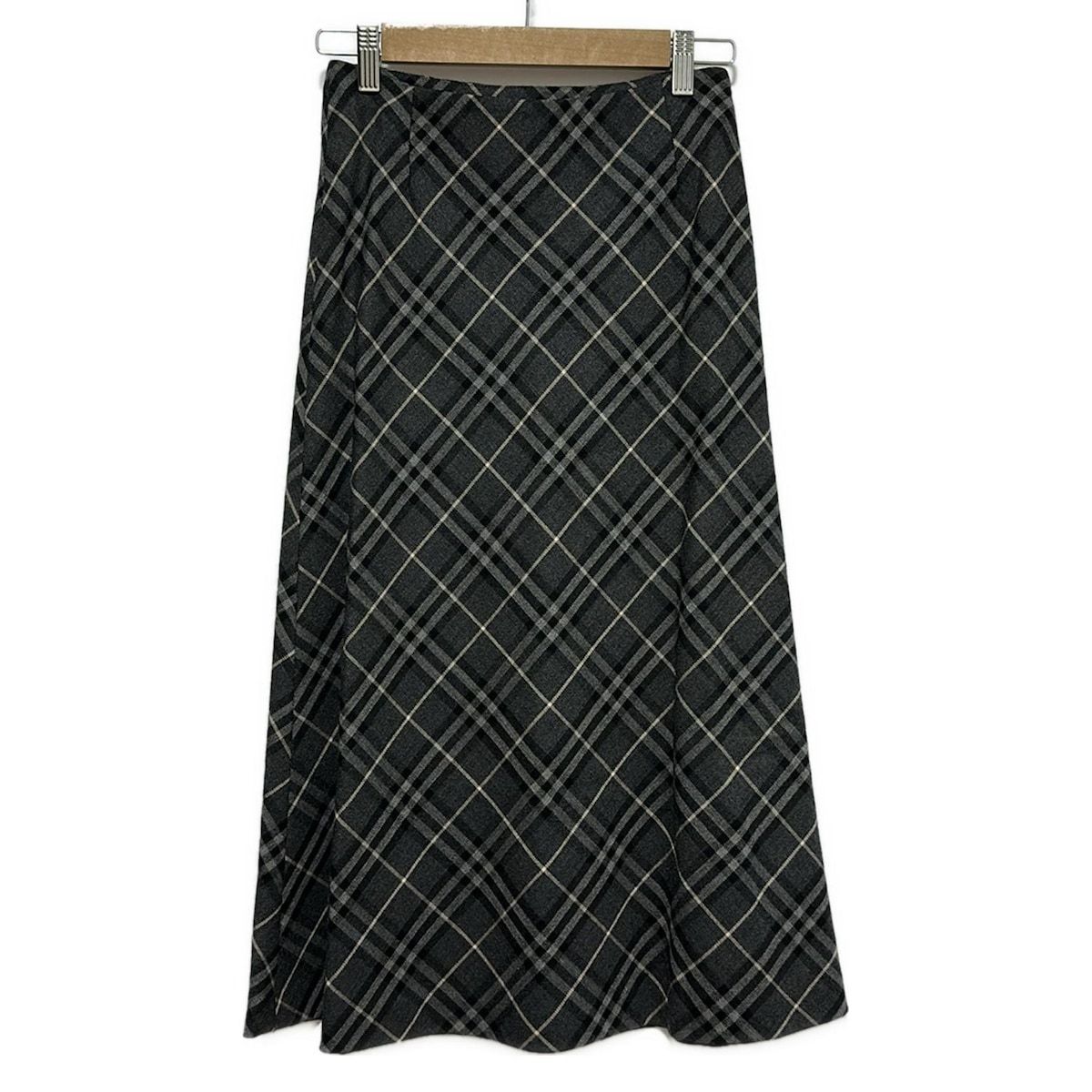 Burberry LONDON バーバリーロンドン ロングスカート サイズ36 M レディース - ダークグレー×黒×アイボリー チェック柄