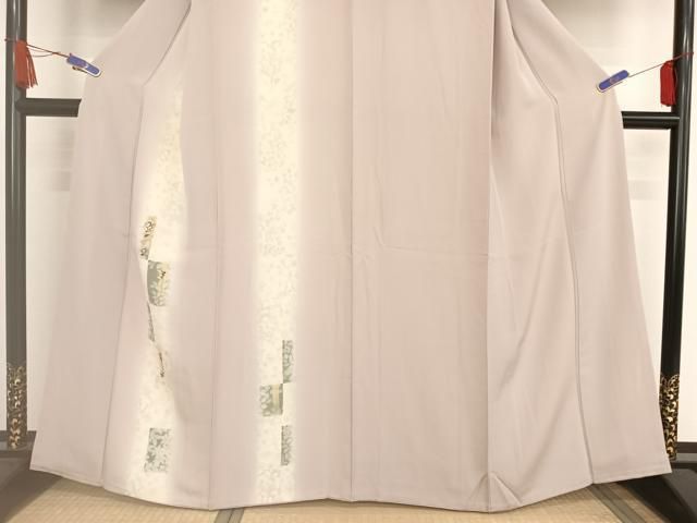 平和屋着物○訪問着 刺繍 花短冊文 牡丹鼠色地 暈し染め 金糸 ゑり善