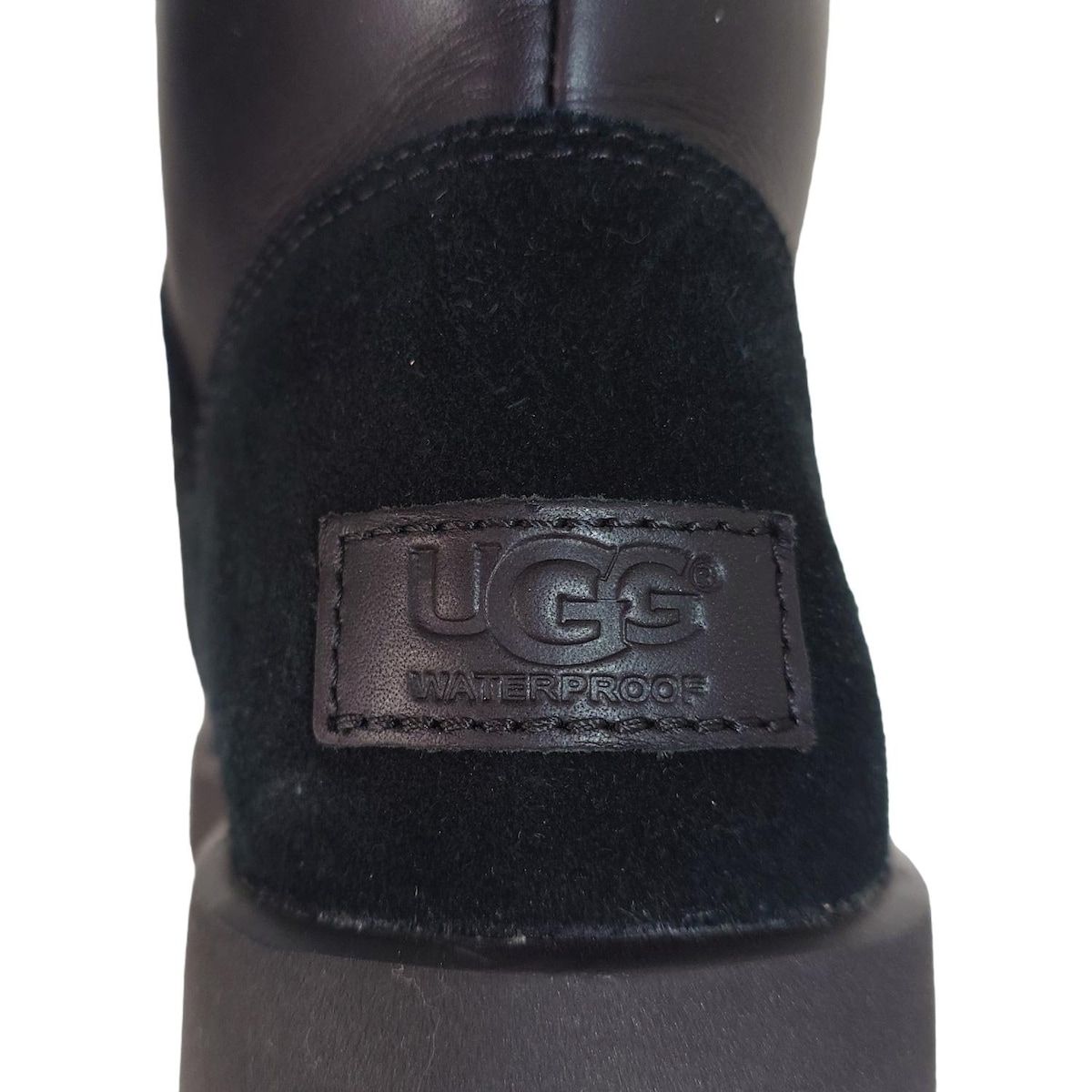 新品続々入荷中！ UGG アグ ショートブーツ 24 レディース アイズリー N1018605 黒×ライトグレー WATERPROOF レザー ムートン
