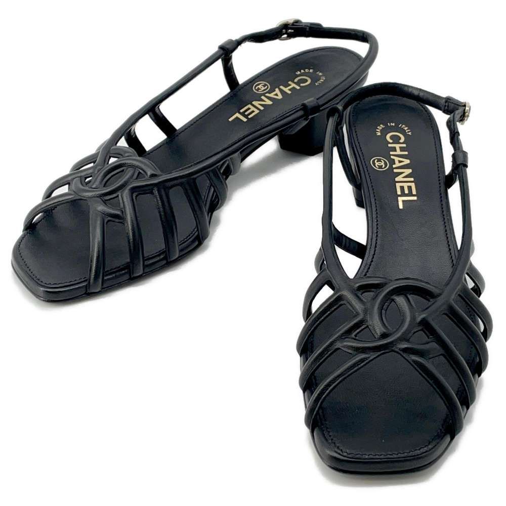 シャネル サンダル ココマーク レディースサイズ37 1|2C G39307 CHANEL 靴 黒