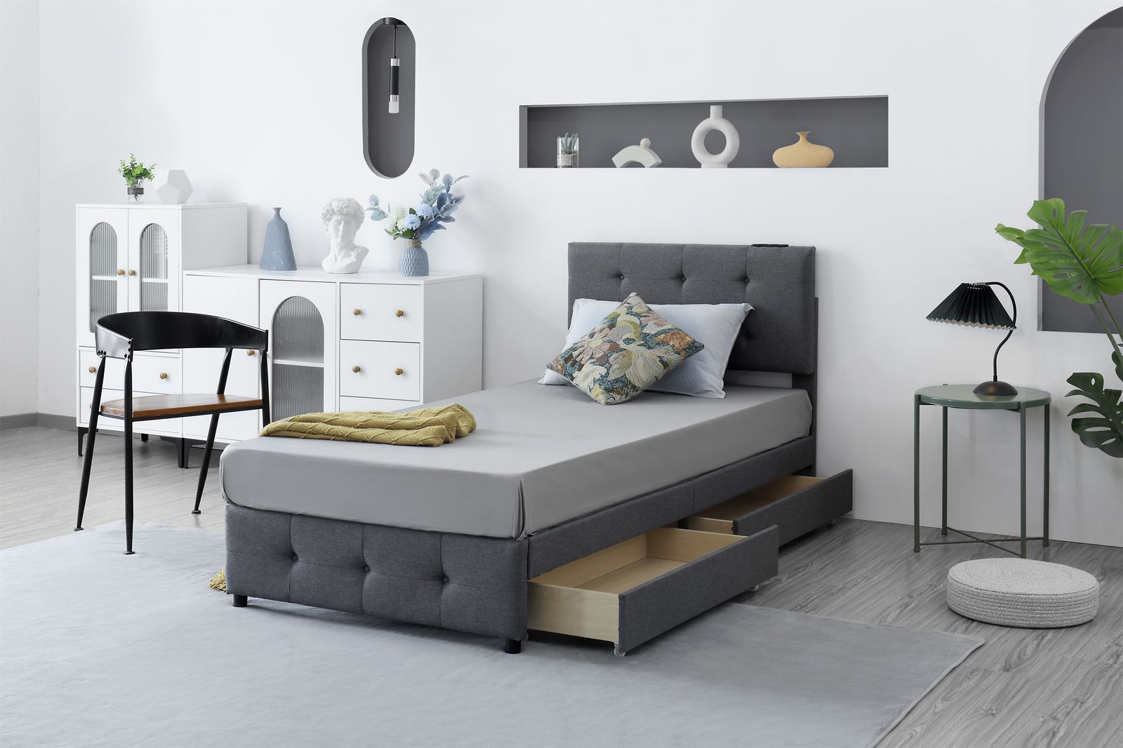 即購入可」Homebliss S ファブリックベッド ベッドフレームのみ