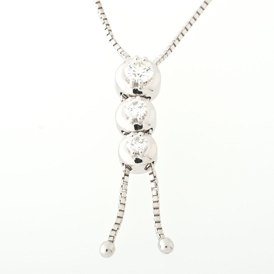 タサキ ネックレス K18WG ダイヤ 0.34ct ～51 cm 【中古】 商品番号 A  