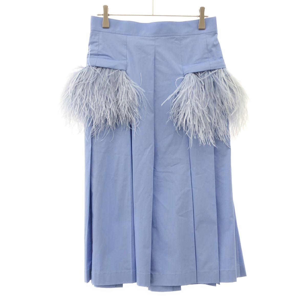 TOGA PULLA トーガ プルラ 24AW COTTON SKIRT WITH FEATHER コットンフェザースカート ブルー