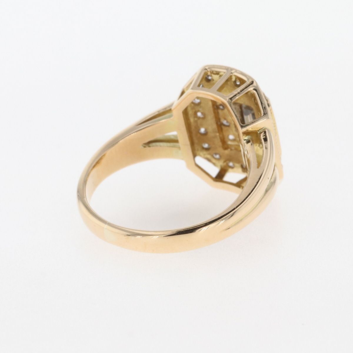 ダイヤモンド デザインリング K18 イエローゴールド 指輪 メレダイヤ