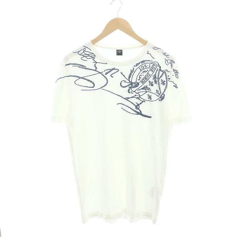 ベルルッティ Berluti R21JRS70JAEK刺繍Tシャツ 半袖 クルーネック プルオーバー S 白 ホワイト /SY OS